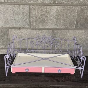 American Girl 18" Doll Bed Lavender IRON TRUNDLE BED Frame and Drawer.